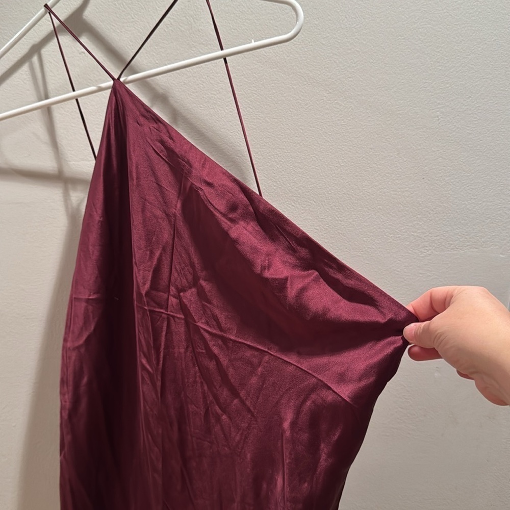 NWT Banana Republic Dark Cherry Divine Silk One Shoulder Dress Large - Picture 3 of 10